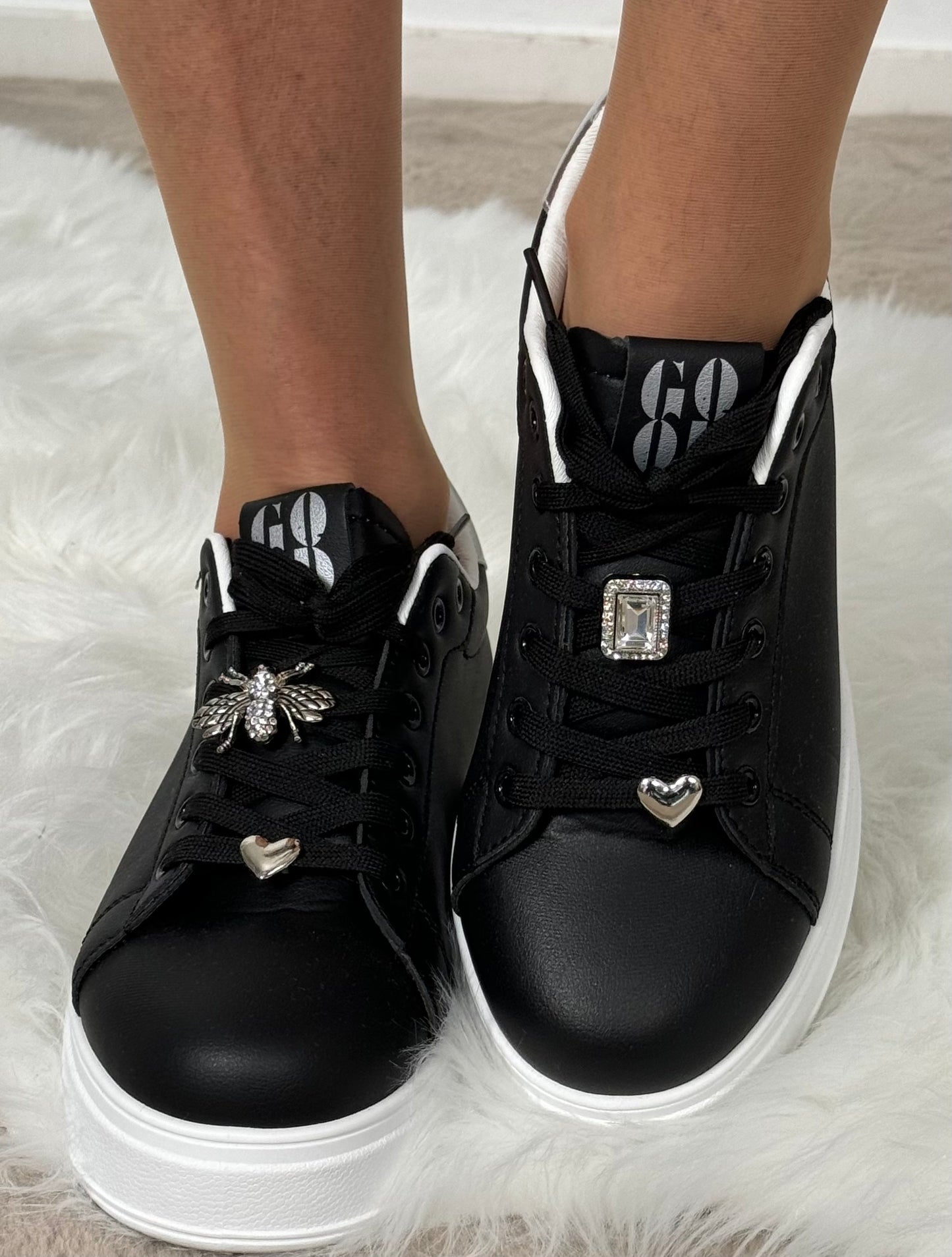 Sneakers with removable decorative elements "Nuit" - black