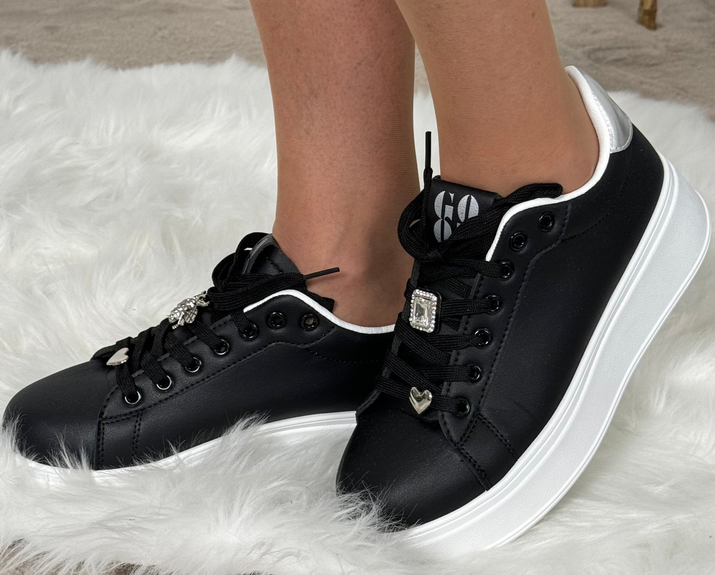 Sneakers with removable decorative elements "Nuit" - black