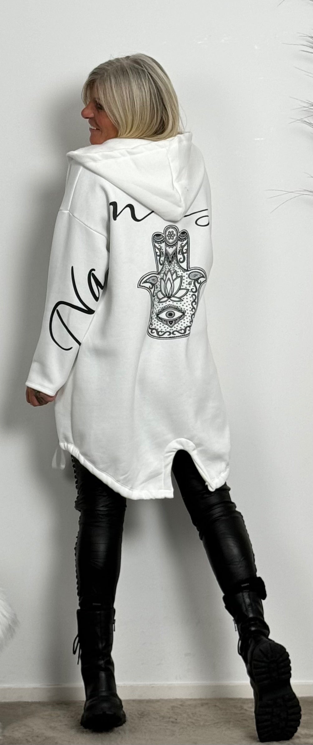 Sweatshirt Jacke "Namasté" - weiss