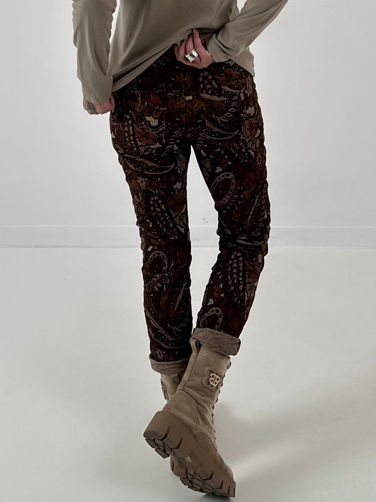 Babycord broek model "Soft Motion 4" - mokka-chocolade-beige