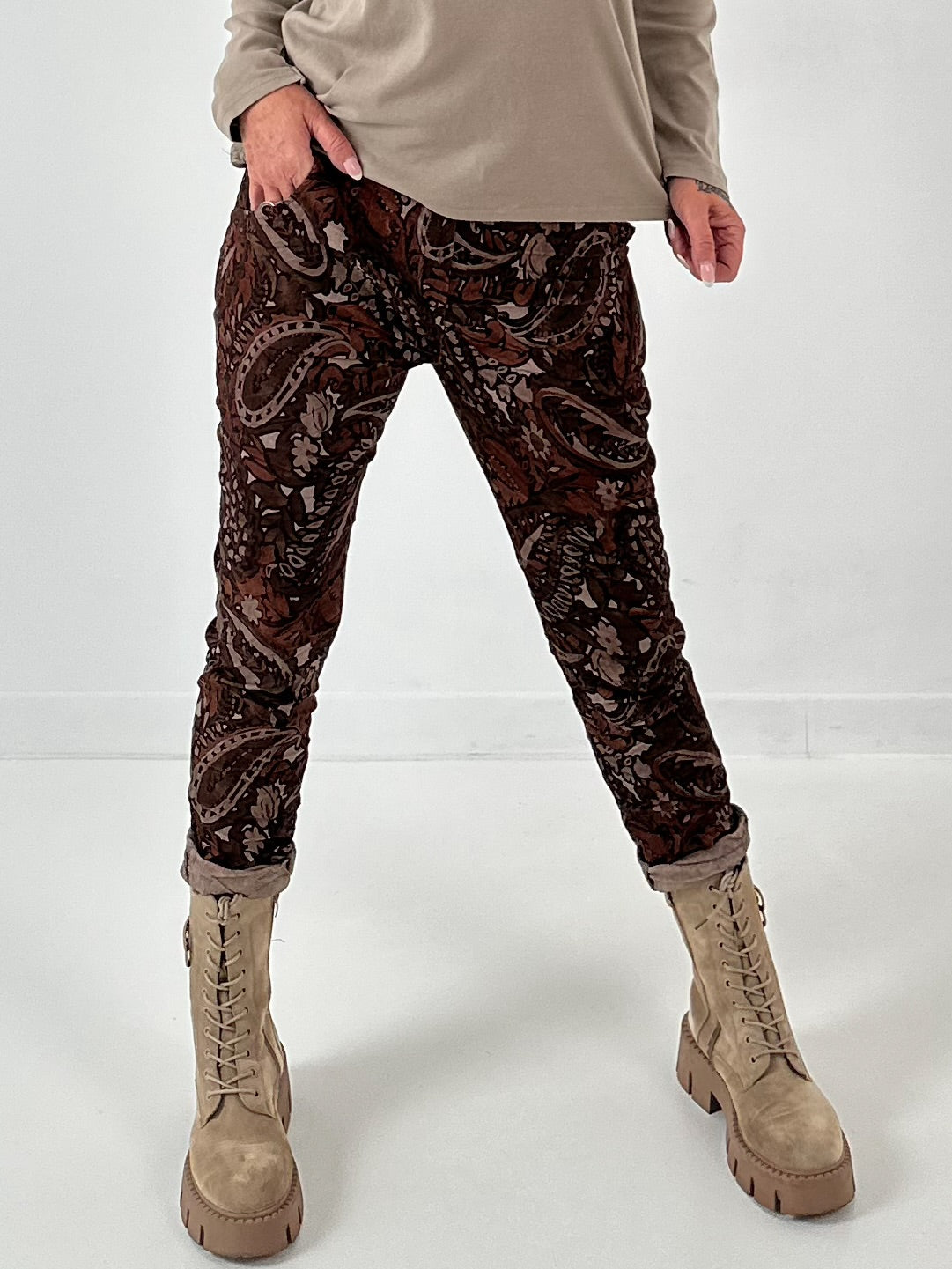 Babycord broek model "Soft Motion 4" - mokka-chocolade-beige