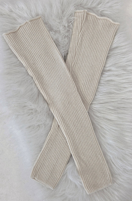 Ribbed knitted leg warmer - beige